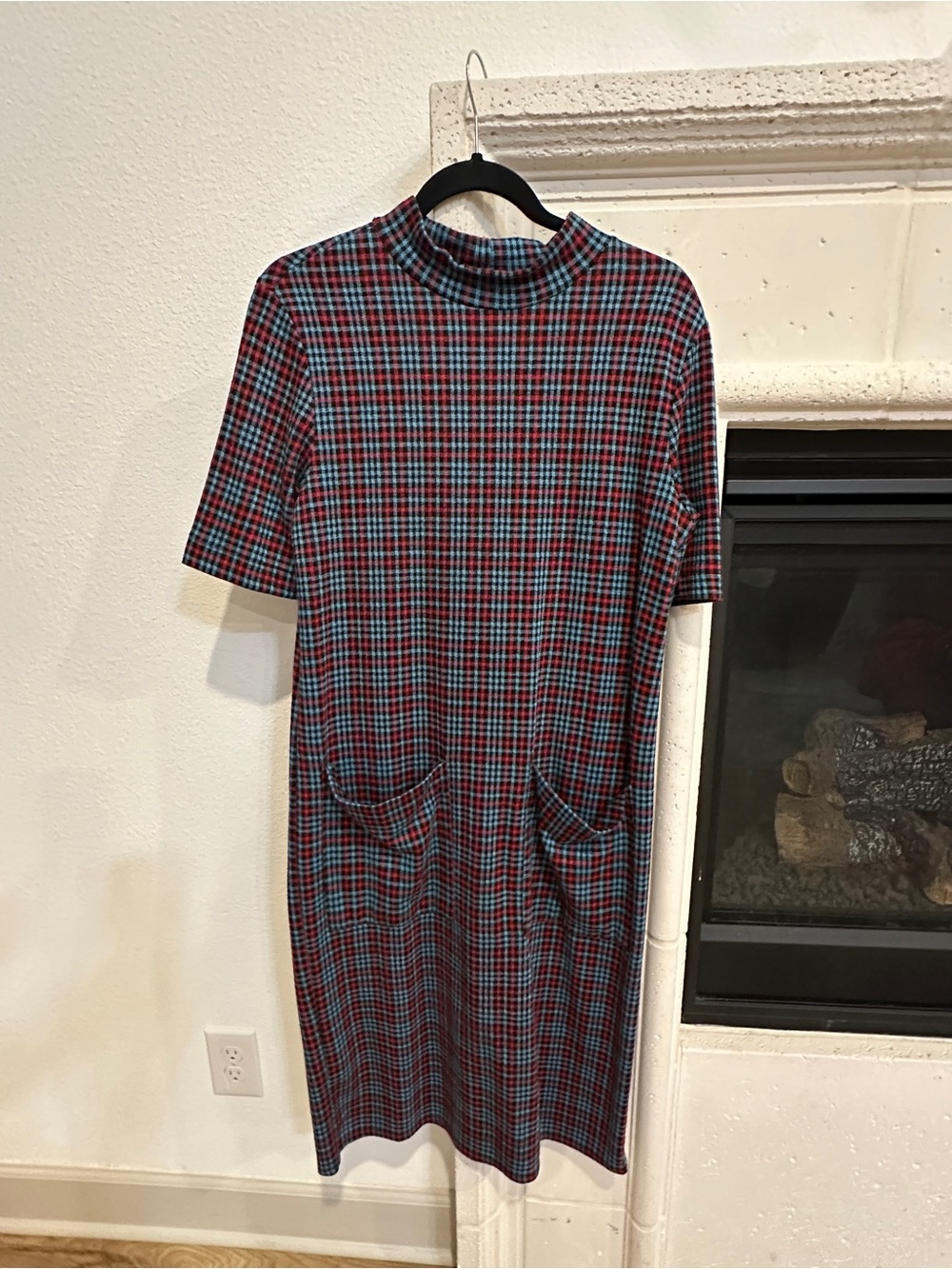 Zara Plaid Mock Neck Dress with Pockets - Size M